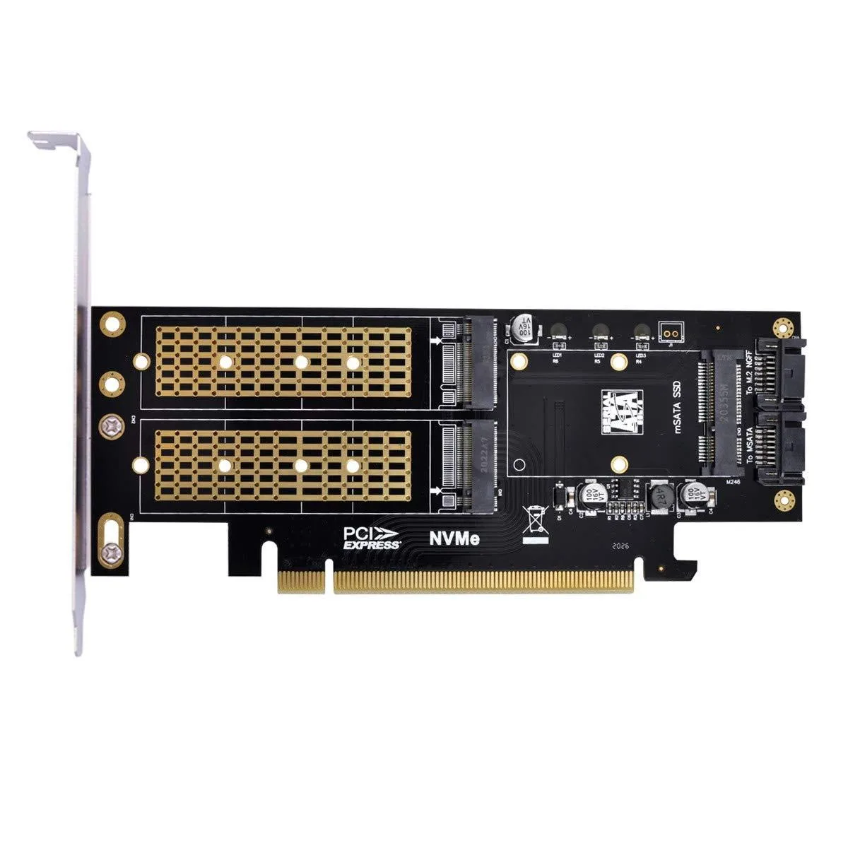 Vszerda Vszerda PCI-E 3.0 &amp; Dual SATA to NVME M.2 Adapter 3in1 — product photo