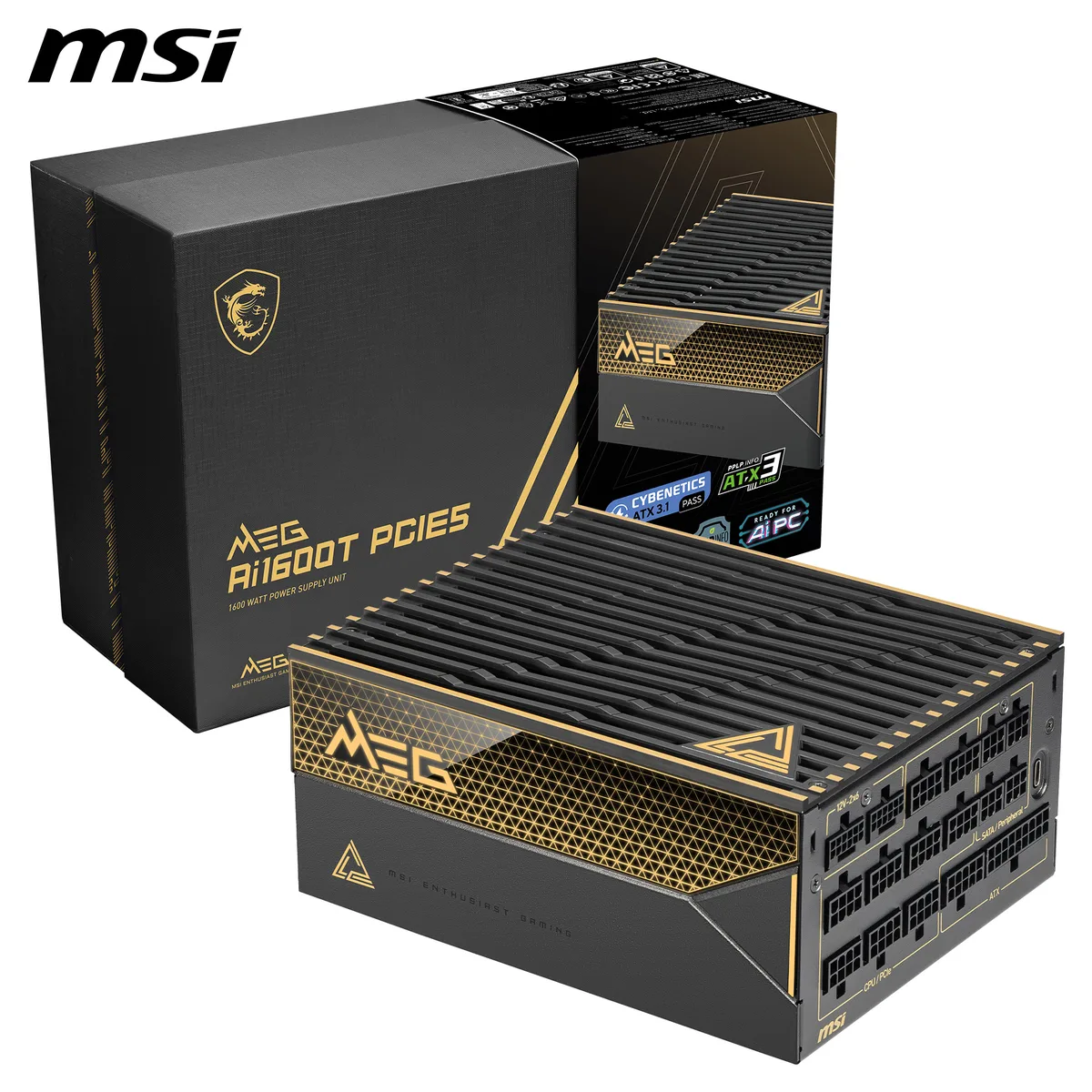 MSI MSI MEG Ai1600T PCIE5 1600W power supply — product photo