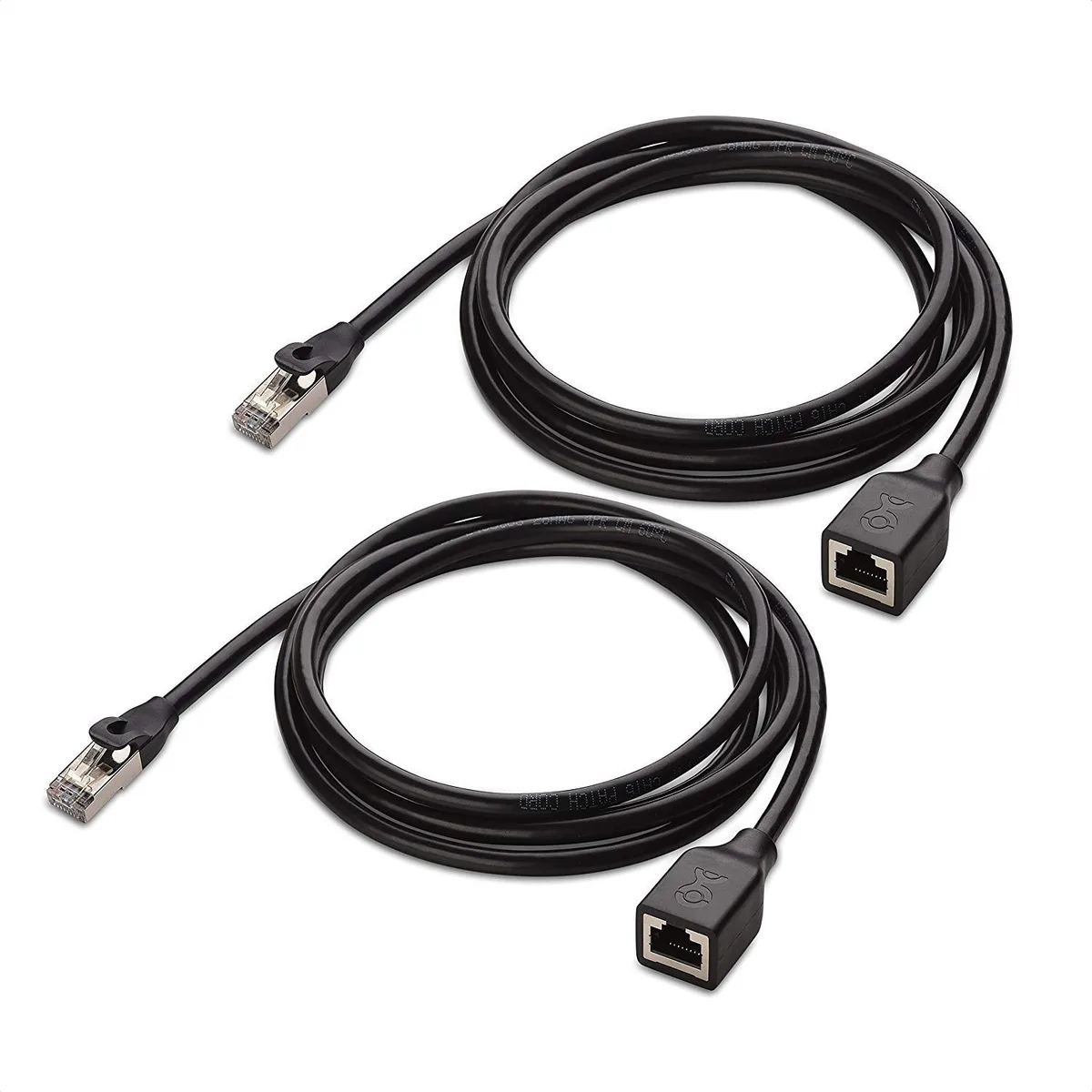 Two flat shielded Cat 6 Ethernet cables with RJ45 connectors, 6ft each