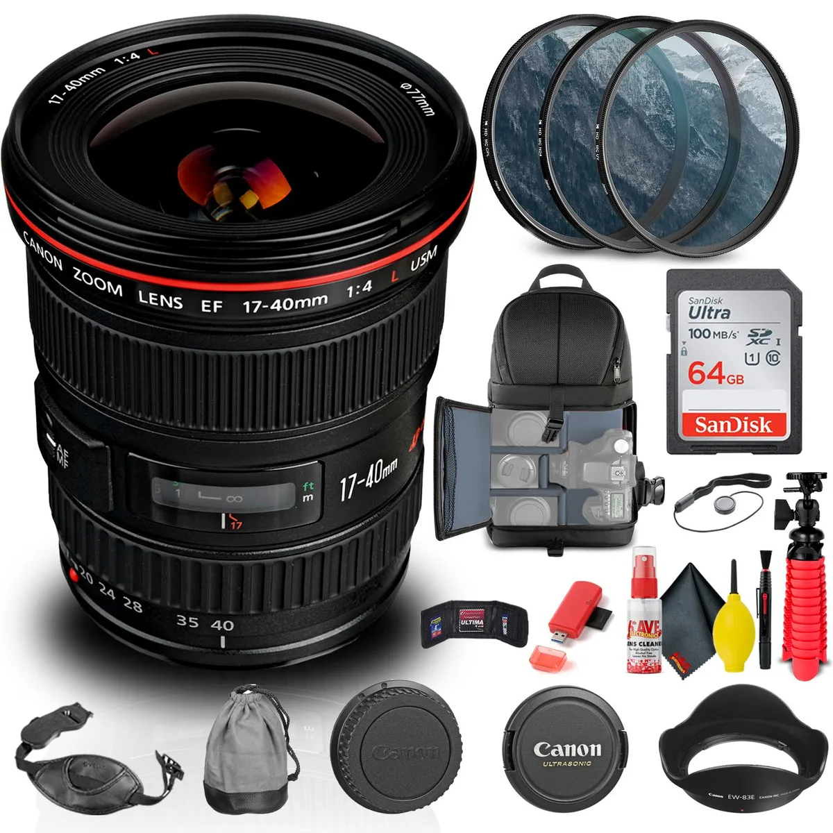 Canon Canon EF 17-40mm f/4L USM Lens (8806A002) Bundle — product photo