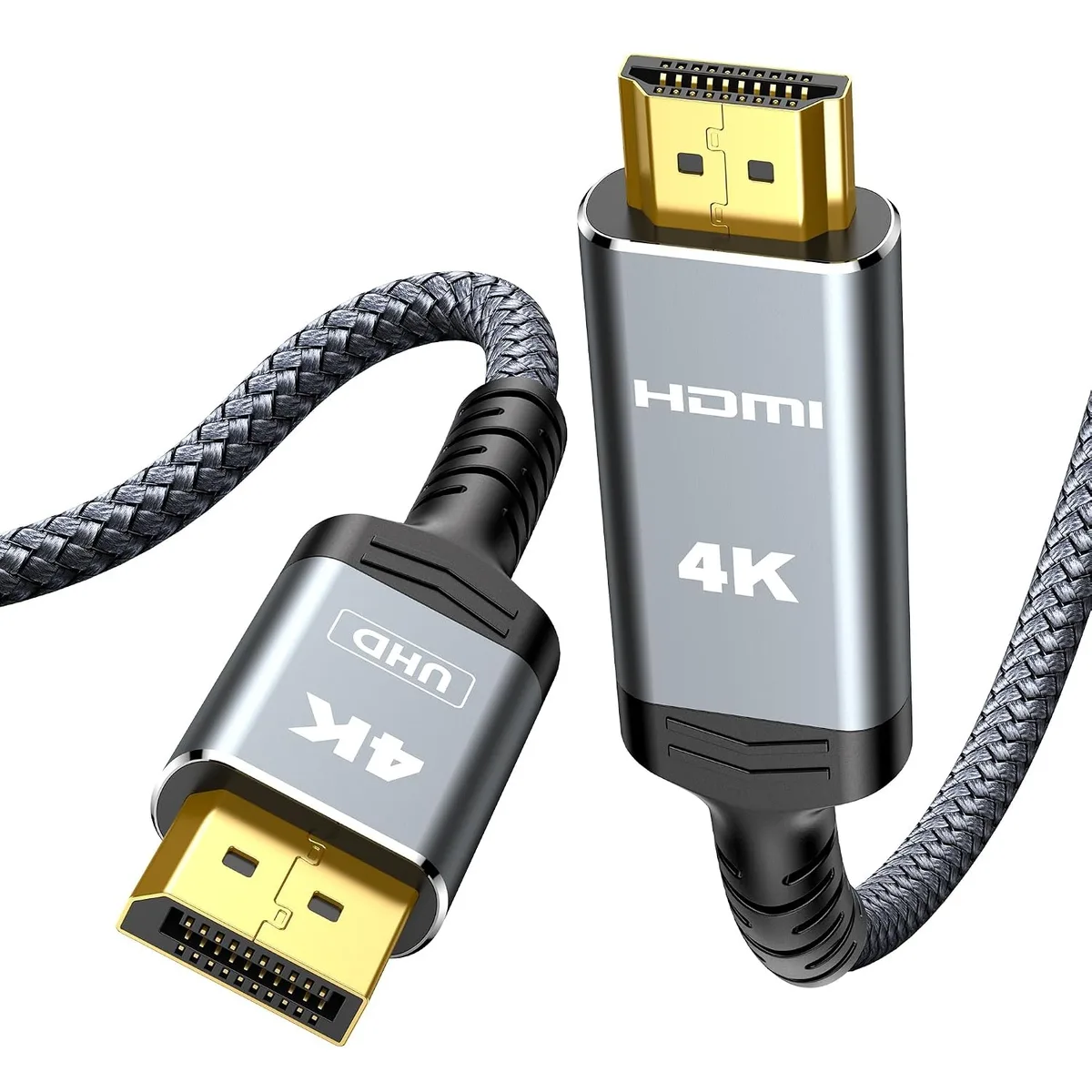 Keyence Keyence DisplayPort to HDMI 1.4 cable 6.6ft 4K 30Hz 2K 60Hz 1080P grey — product photo