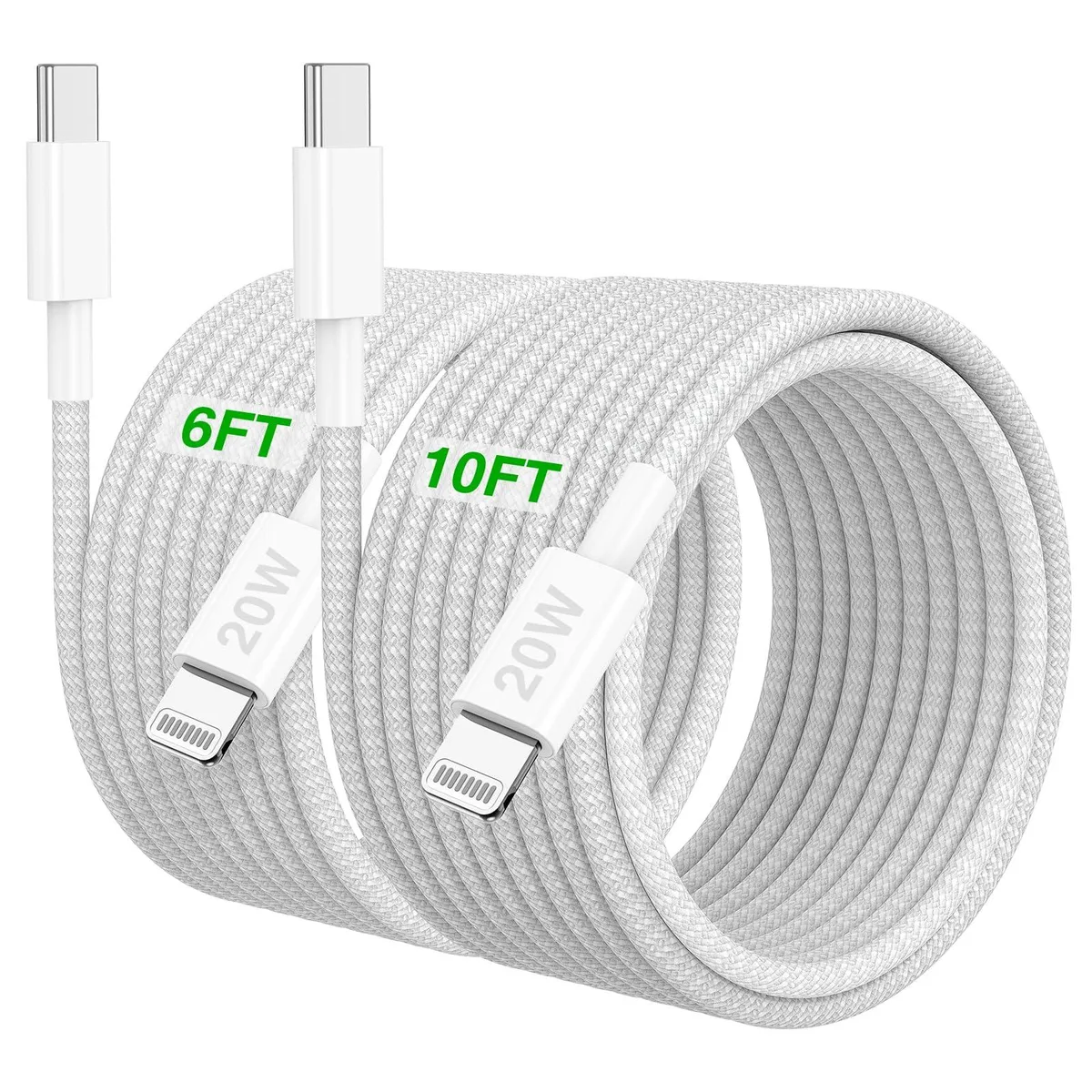  Cabepow CP2-WT USB C to Lightning cable 6 ft 2 pack — product photo