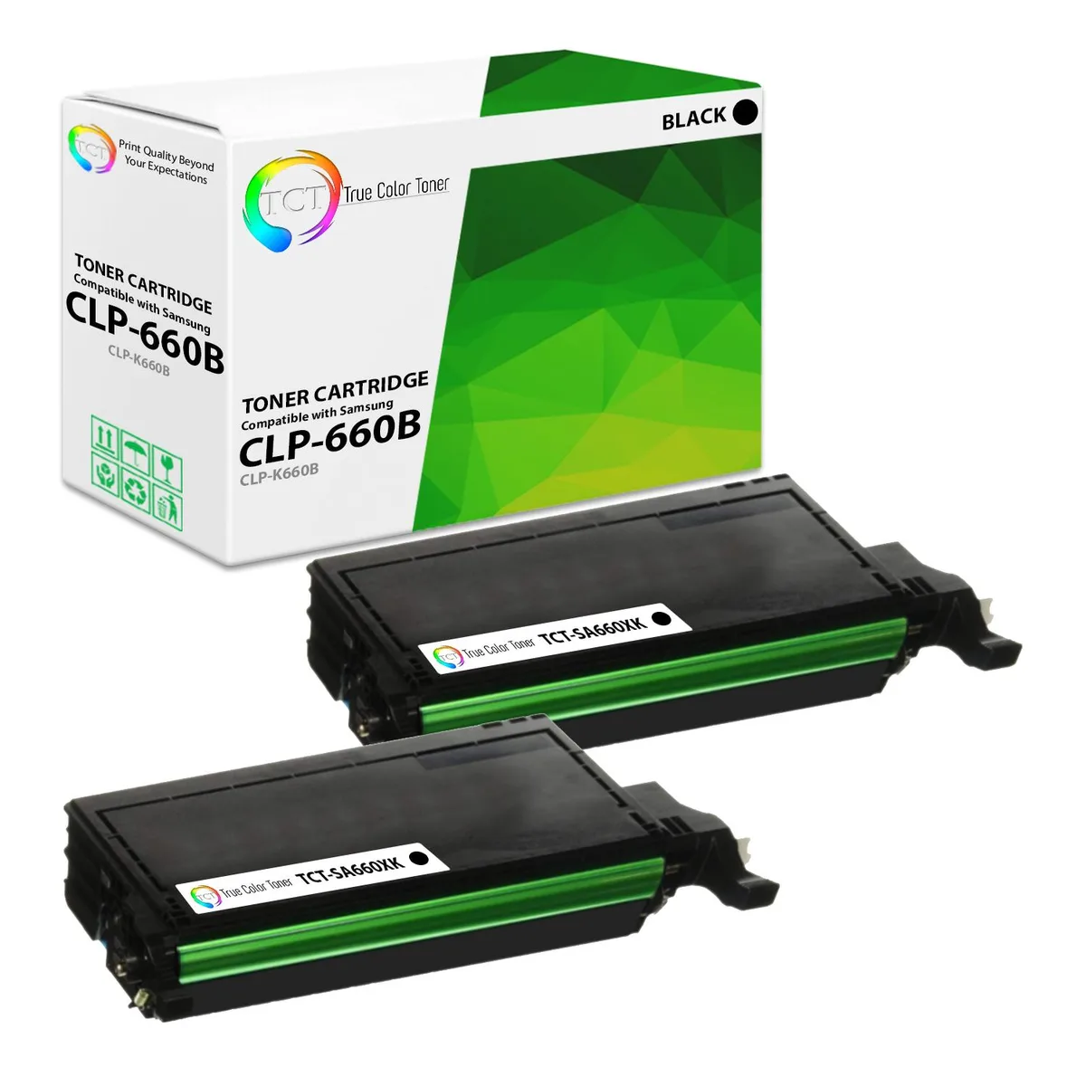 True Color Toner True Color Toner CLP-K660B Black Toner Cartridge 2 Pack 5500 Pages — product photo