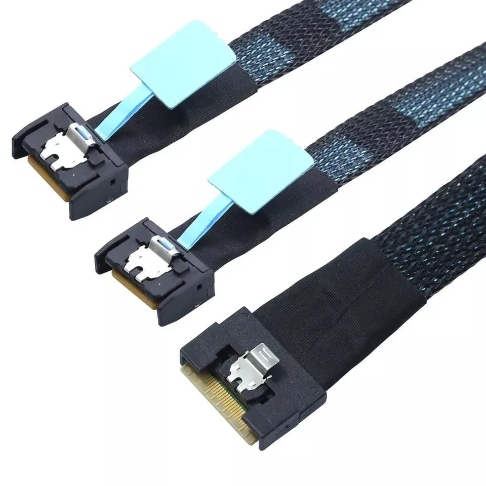 Vszerda Vszerda Slimline SAS SFF-8654 8i 74P to 2× MCIO SFF-8654 4i 38P cable 50cm — product photo