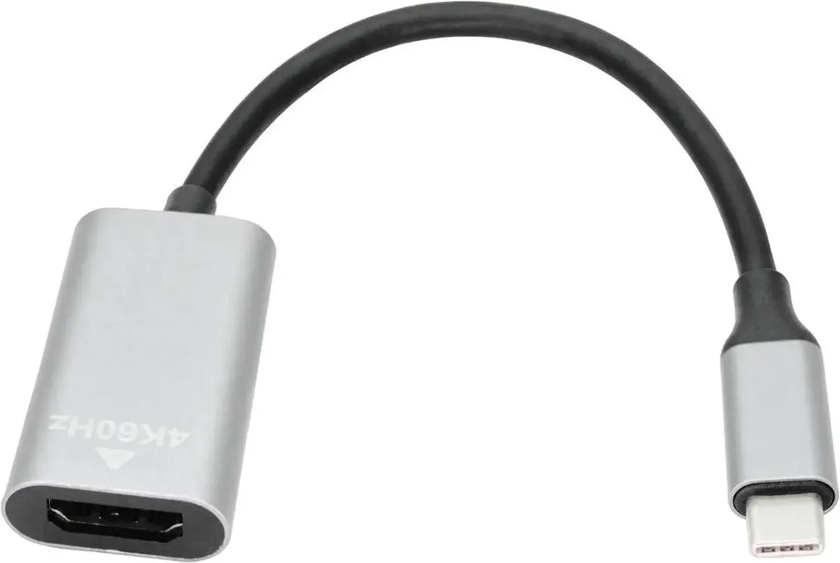 Short 10 cm USB-C male to HDMI female adapter cable with black connectors