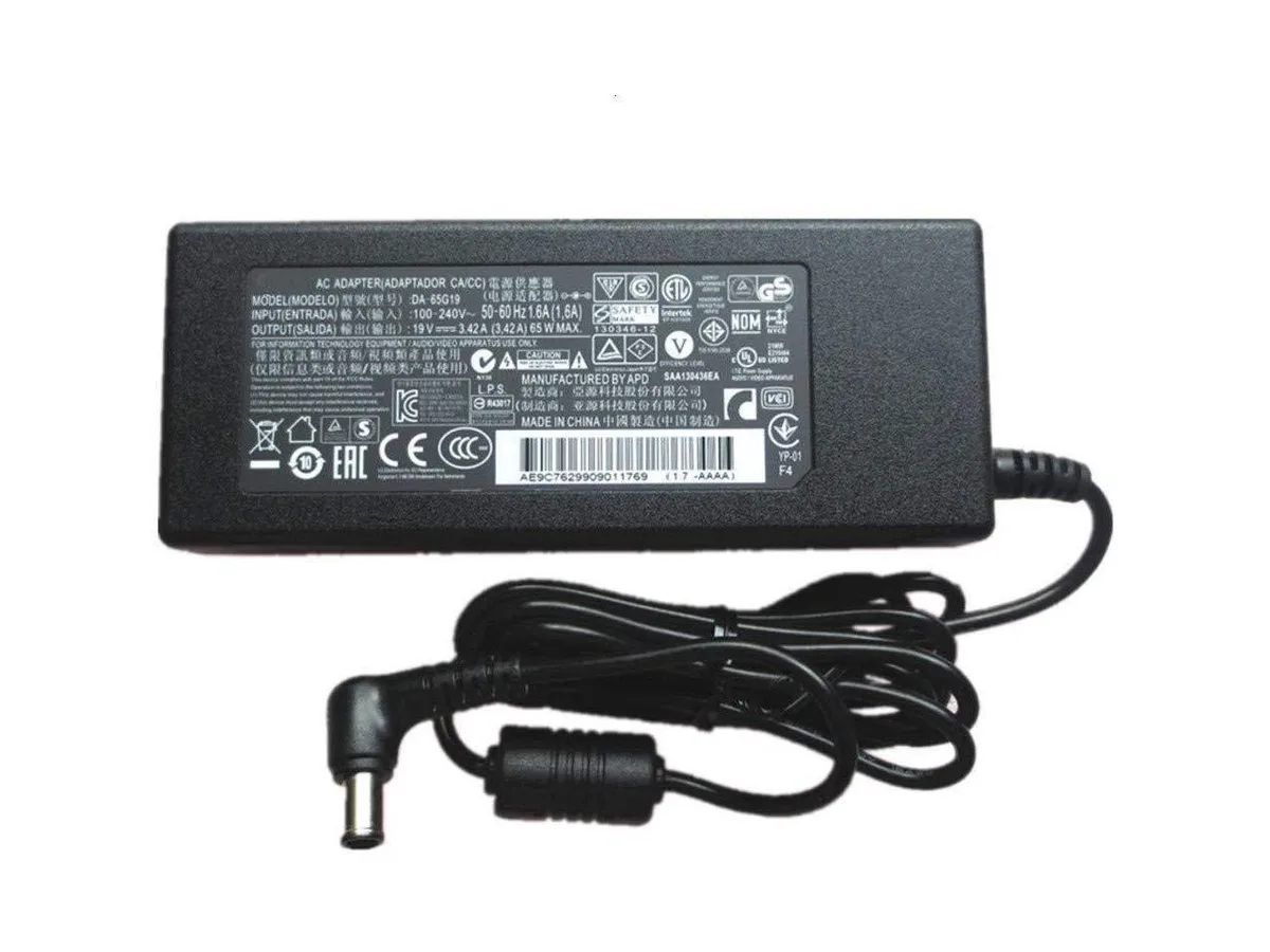 Black rectangular AC adapter with LG compatibility labels