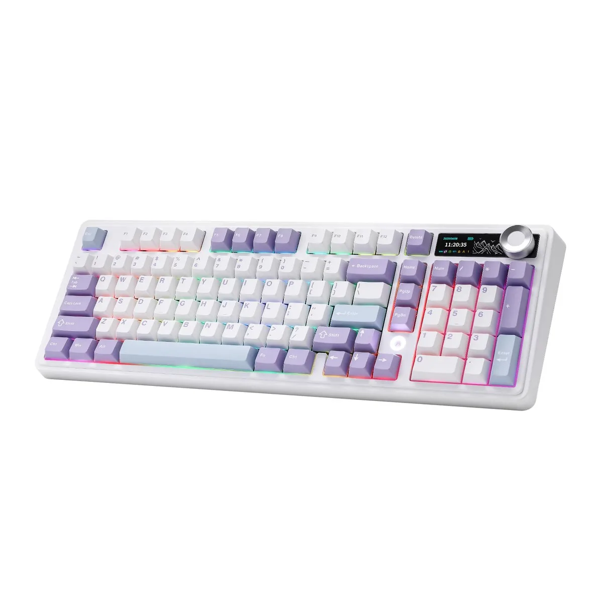 Vszerda Vszerda AJAZZ AK980 Purple Gaming Keyboard with TFT Display &amp; Knob, Tri-Mode, Hot-Swappable, PBT Keycaps, RGB — product photo
