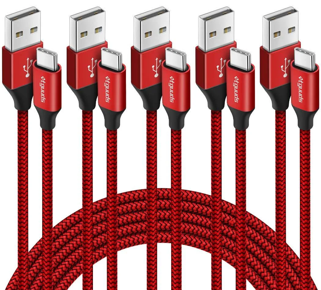 Kootion Kootion USB-A to USB-C Cable 5-Pack 3/3/6/6/10 ft Red — product photo