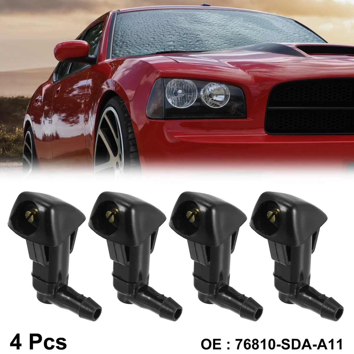 Unique-Bargains Unique-Bargains Windshield Washer Nozzle Kit 76810-SDA-A11 4pcs Black — product photo