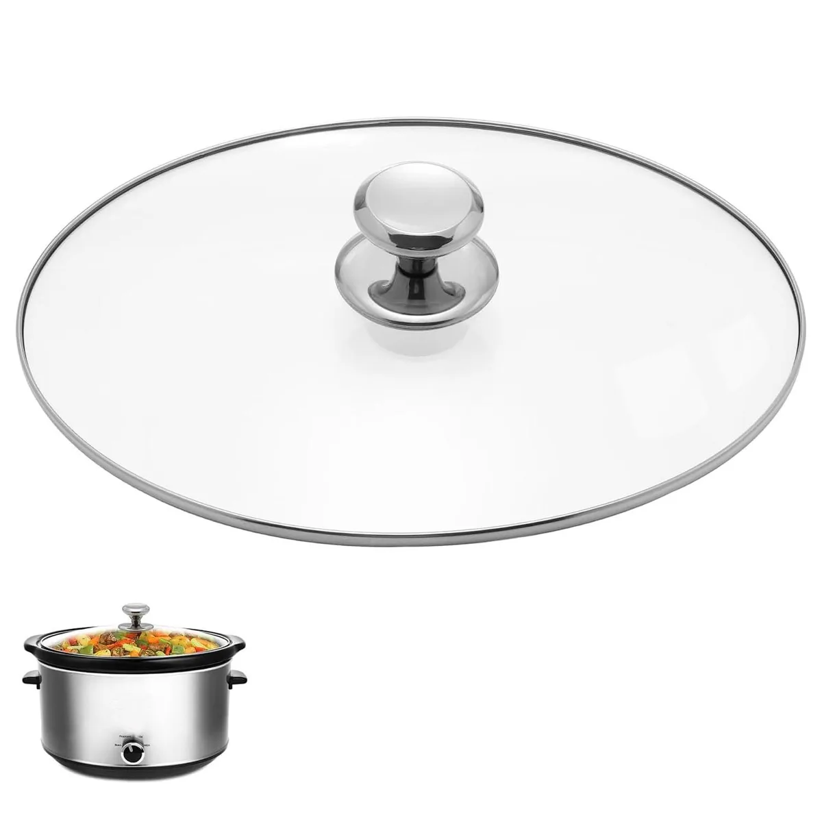  Oval Glass Lid 7 Quart Replacement for Crock Pot 7qt Slow Cooker — product photo