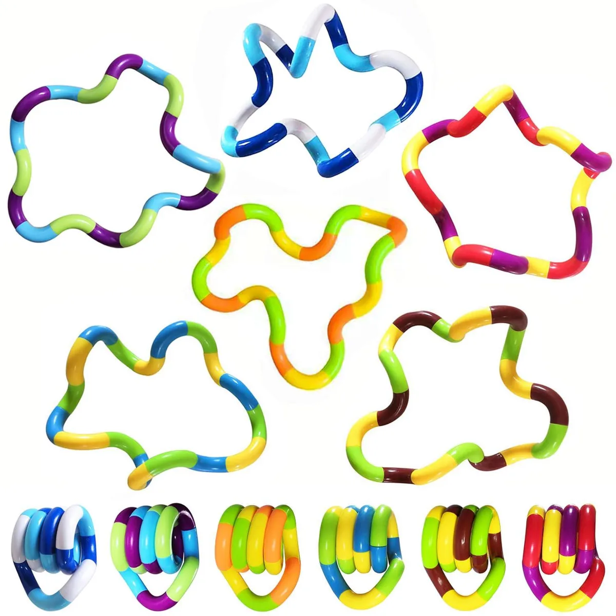  Sensory Fidget Toys 6PCS Multicolor Twisty Fidget Toy Set 18 Pieces Wood — product photo