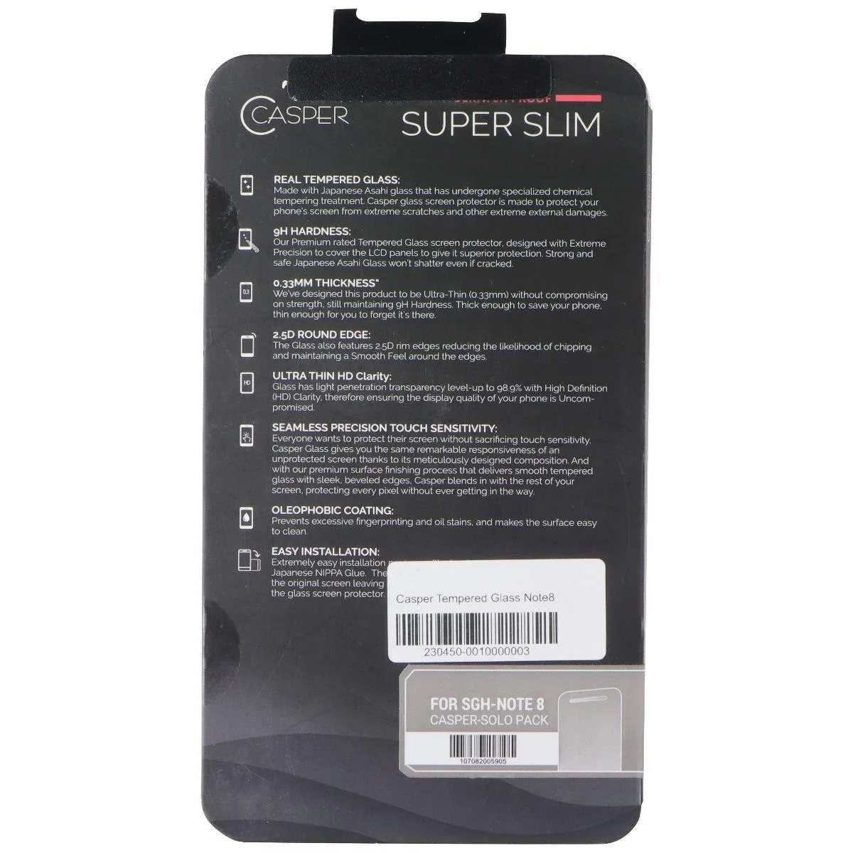 Casper Casper Premium Ultra Thin 9H Tempered Glass Screen Protector for Samsung Galaxy Note 8 — product photo