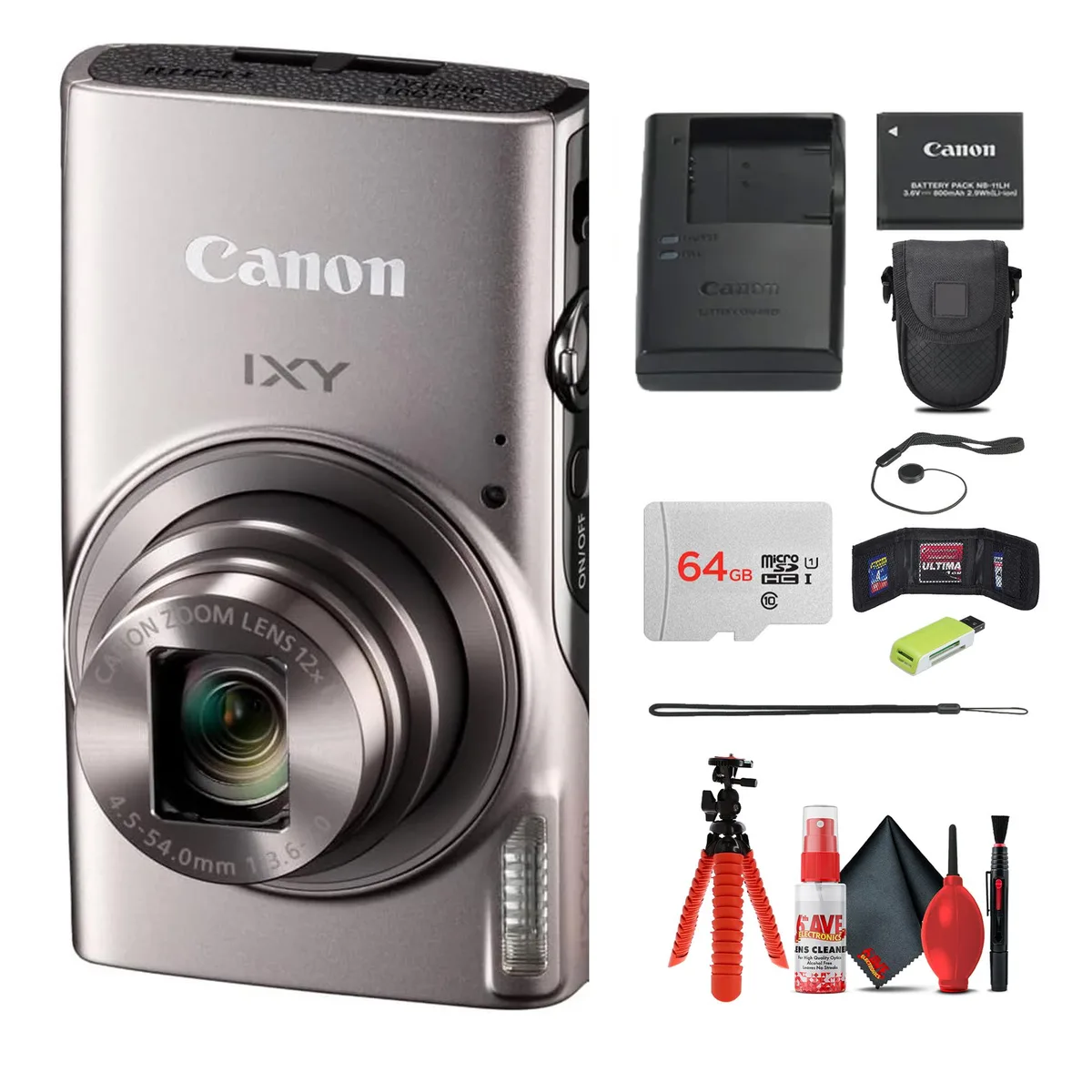 Canon Canon IXY 650 HS M 20.2MP 12x Zoom Silver Bundle — product photo