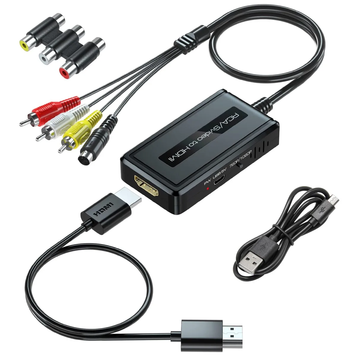 PARUIEN PU00003 2-in-1 RCA/S-Video to HDMI Media Converter — product photo