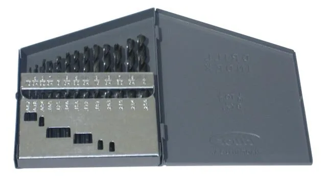13 cobalt jobber drill bits gold oxide finish in metal case