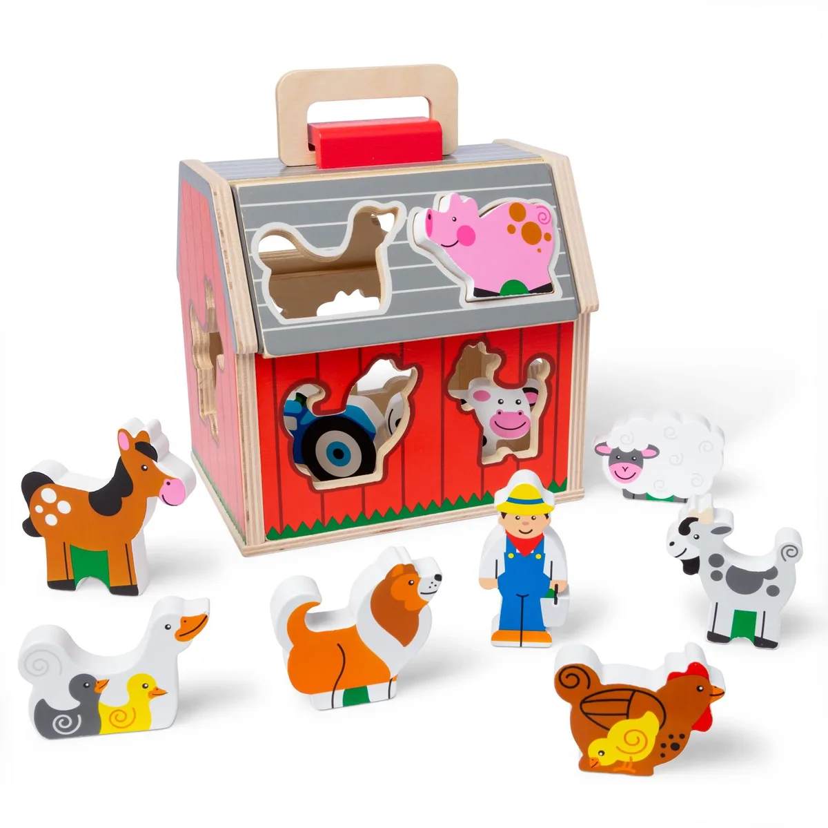  Melissa &amp; Doug Take-Along Wooden Toy Barn 11-Pc Portable Playset — product photo
