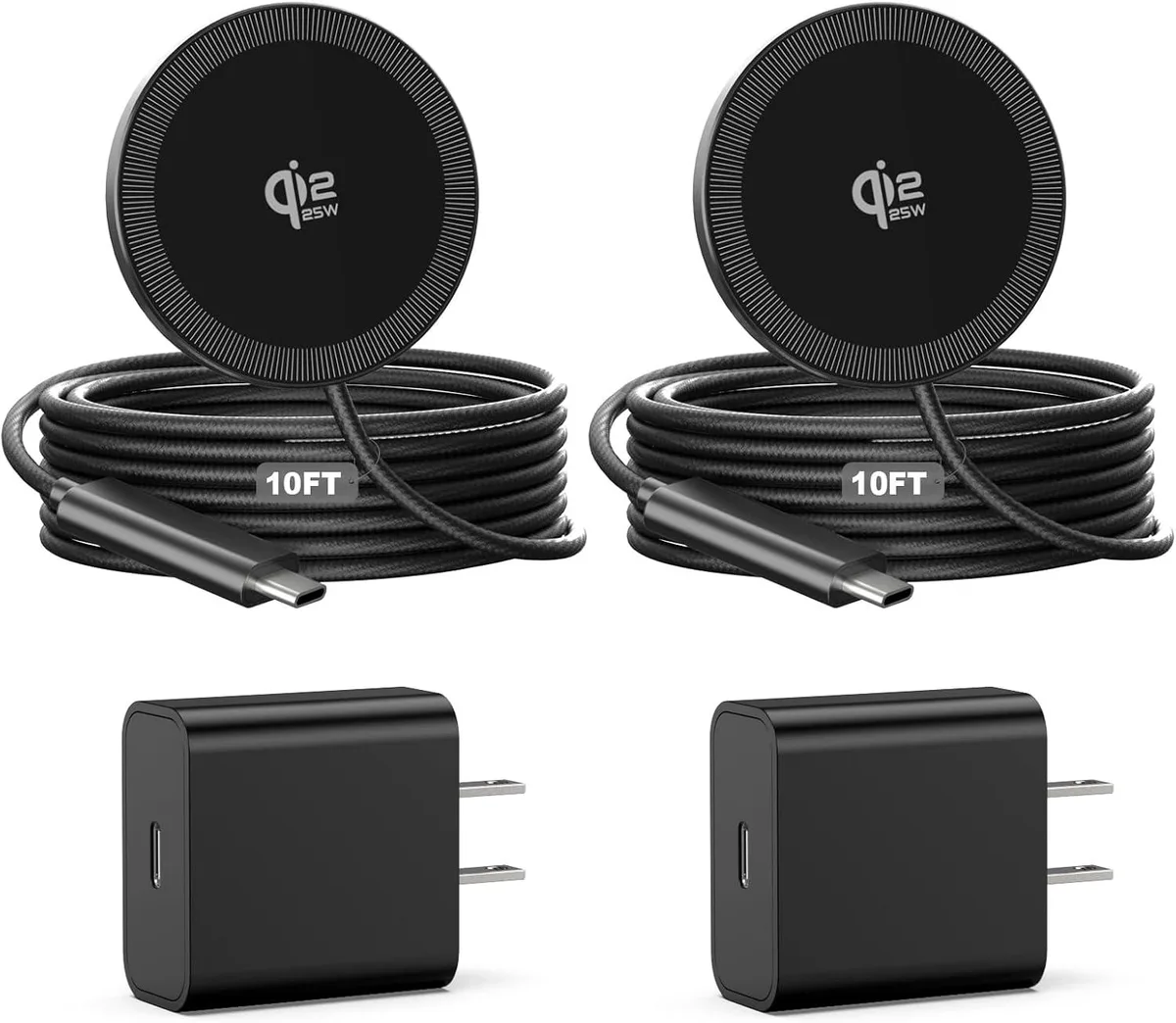 Luisport Luisport 25W Qi 2.2 Magnetic Wireless Charger 10ft 2-Pack Black — product photo