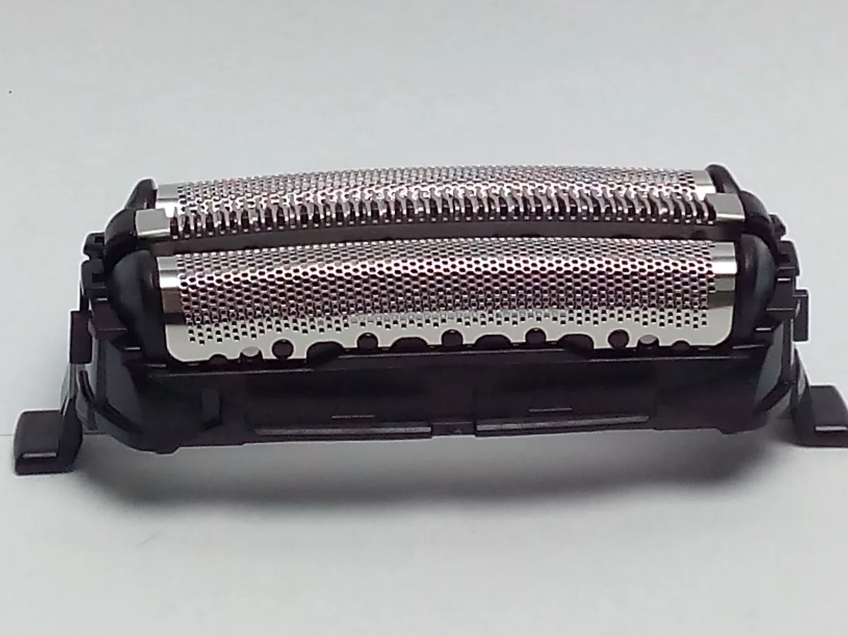 Rectangular silver shaver foil with fine mesh surface