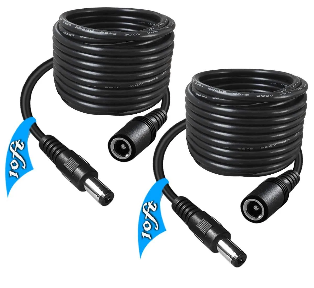 SIOCEN 4336304934 2-Pack 10ft 5.5mm x 2.1mm DC Power Extension Cord — product photo