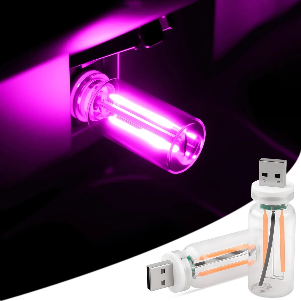  JINRUITOP 2 PCS USB Retro Atmosphere Lamp Purple Touch Dimmable Automotive Specialty Lighting — product photo