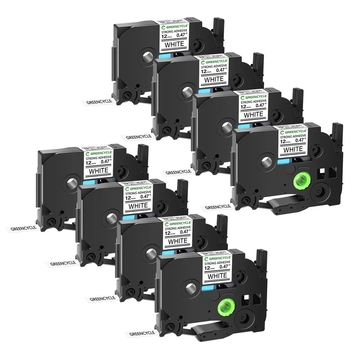 GREENCYCLE GREENCYCLE TZe-S231 12mm 26.2ft Black on White labelmaker tape 8 pack — product photo