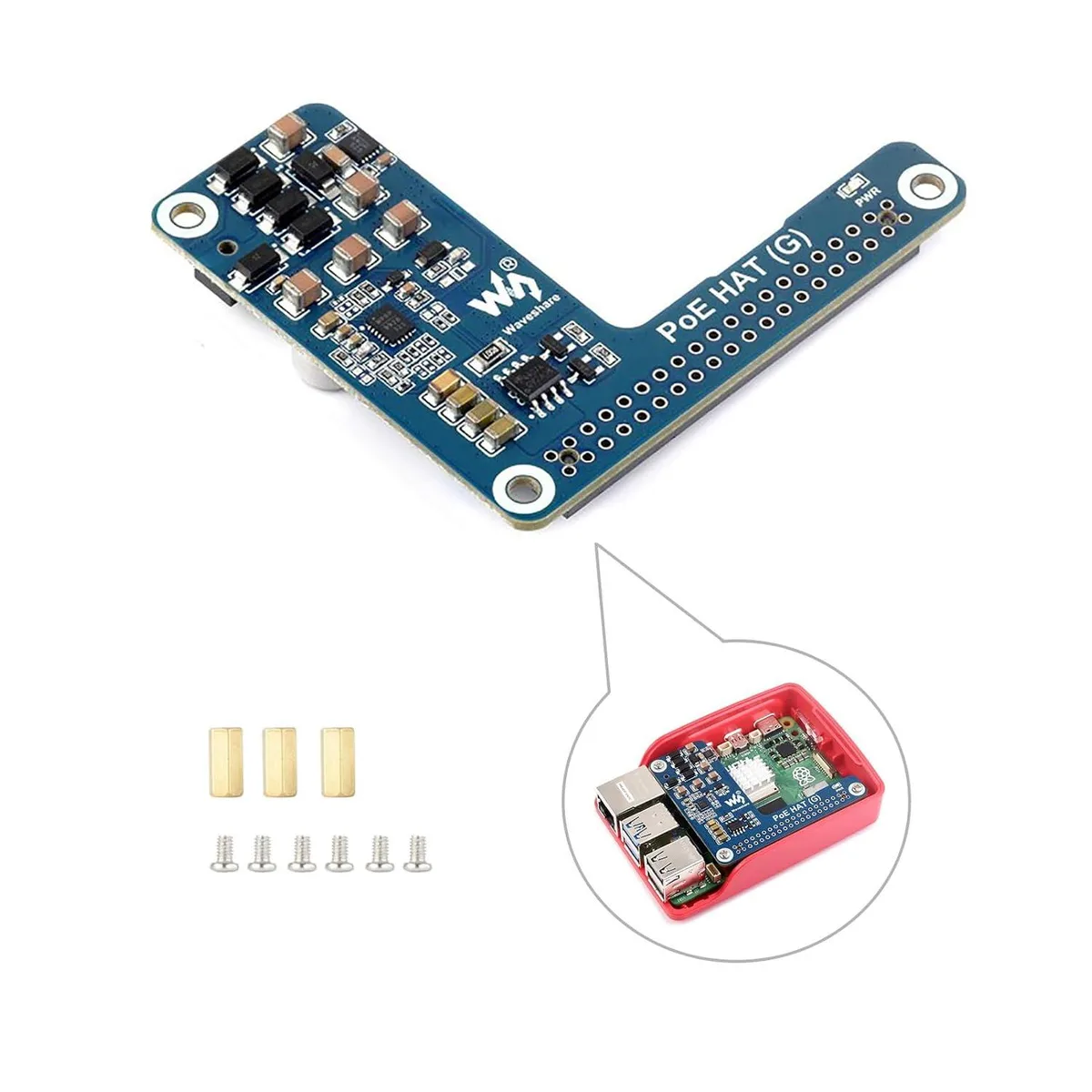 LORDWORLD LORDWORLD PoE HAT for Raspberry Pi 5 40-pin 802.3af/at development board — product photo