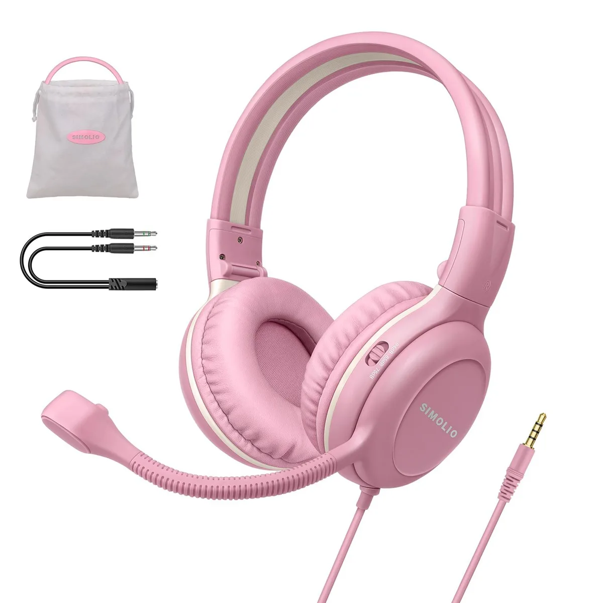  SIMOLIO KD-1P Pink Over-Ear Headphones 75/85/94 dB 3.5 mm 59 in — product photo