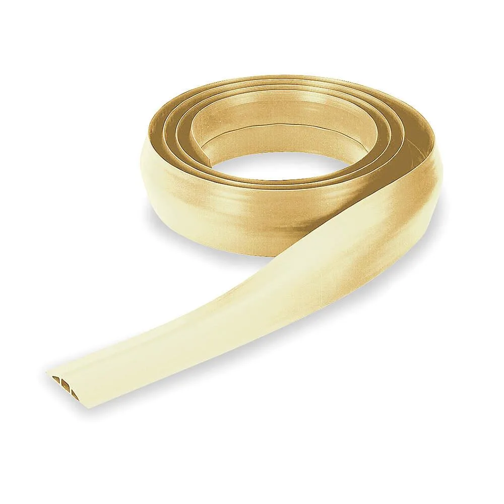 Beige PVC cable protector, 10 ft long, 9/16 in high, smooth finish