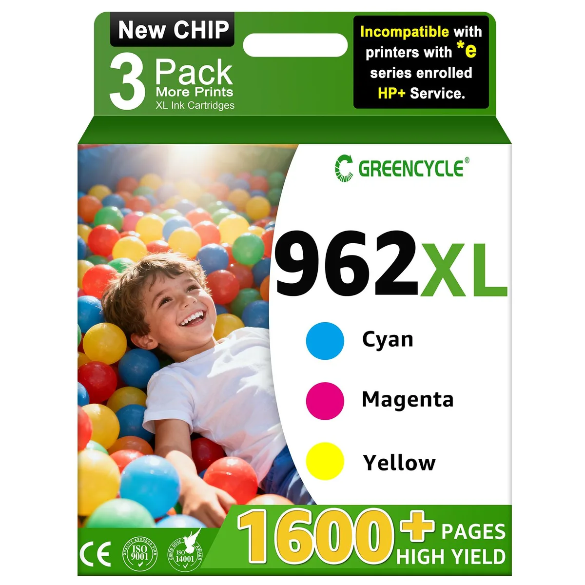 GREENCYCLE GREENCYCLE 962XL ink cartridge 3 pack cyan magenta yellow — product photo