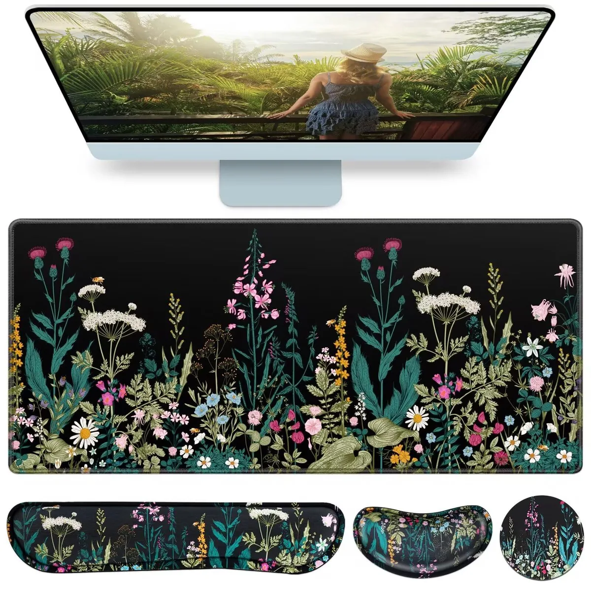  QOMOLAMA 4-in-1 Large Mousepad Set F10 Floral — product photo