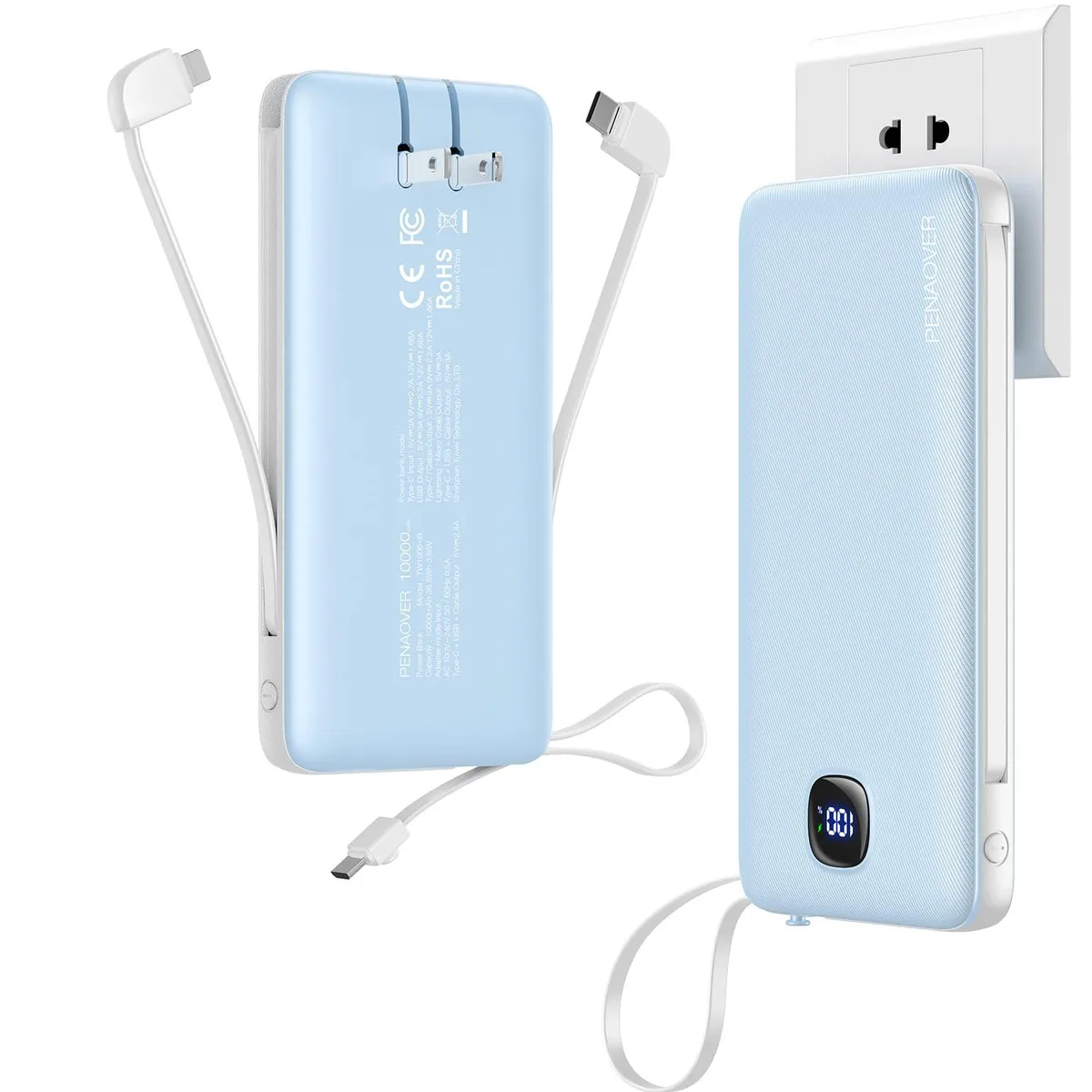 penaover TW1006-B power bank 10000mAh 22.5W Blue — product photo