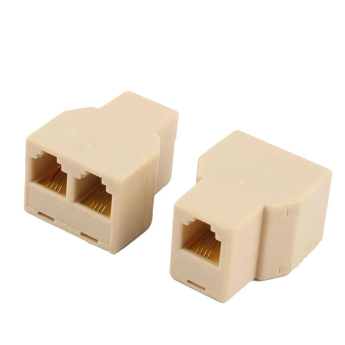 Unique-Bargains Unique-Bargains RJ11 6P4C Female to Dual Female Y Splitter Beige 2pcs — product photo
