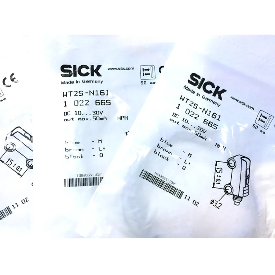 Sick Sick WT2S-N161 Photoelectric Proximity Sensor NPN 10-30V DC 55mm Range IP67 IP69K 2m Cable — product photo