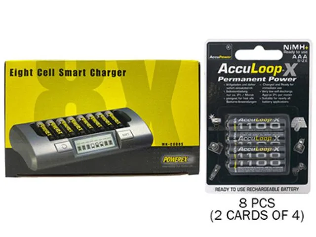 Maha Energy Corp. Maha Energy Corp. MH-C800S 8-slot charger with 8 AAA 1100 mAh NiMH batteries — product photo