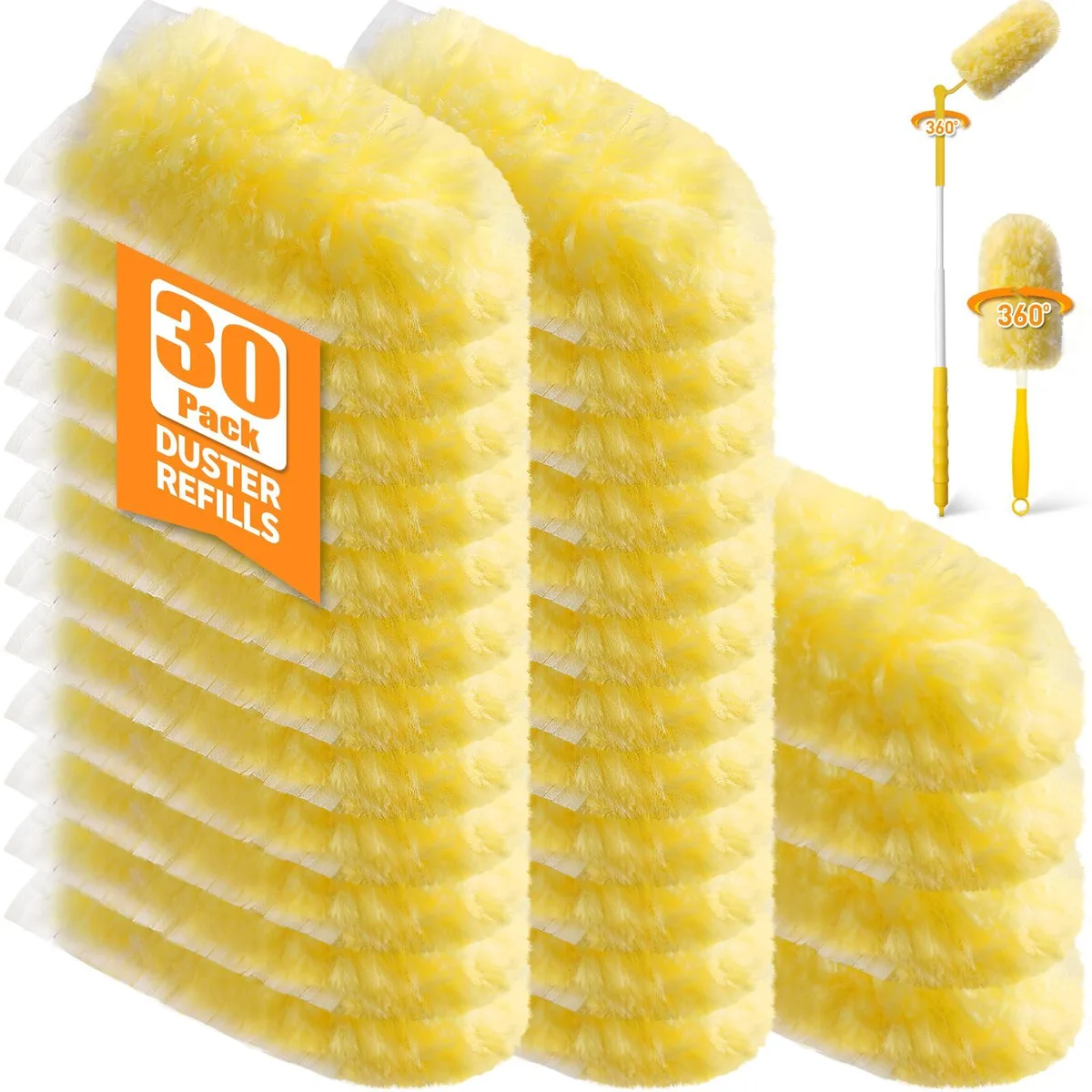 Boxed kit with thirty duster refills, short handle and three foot extendable handle