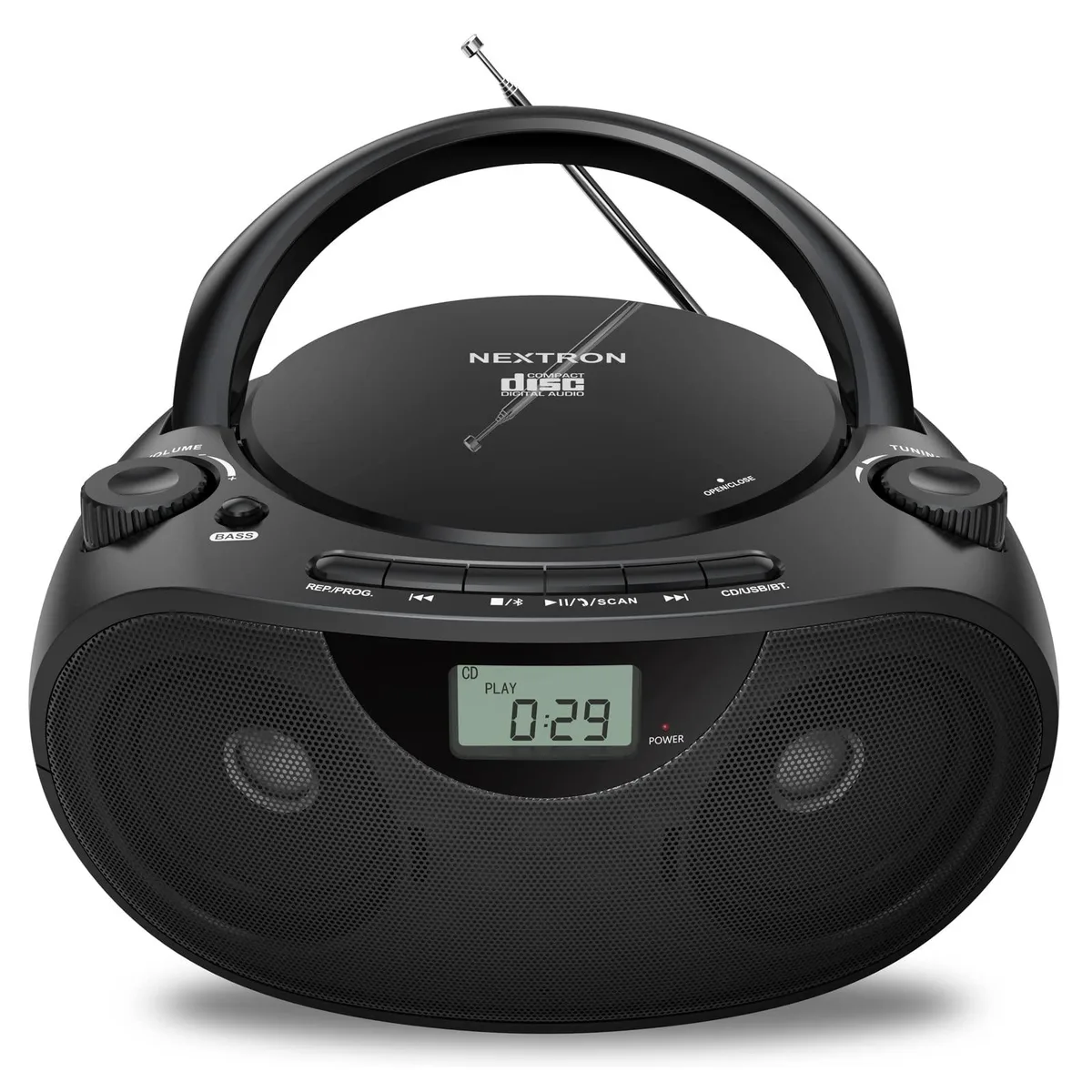  Nextron CB-500BT Boombox CD-R/RW MP3 WMA AUX Headphone Jack Black — product photo