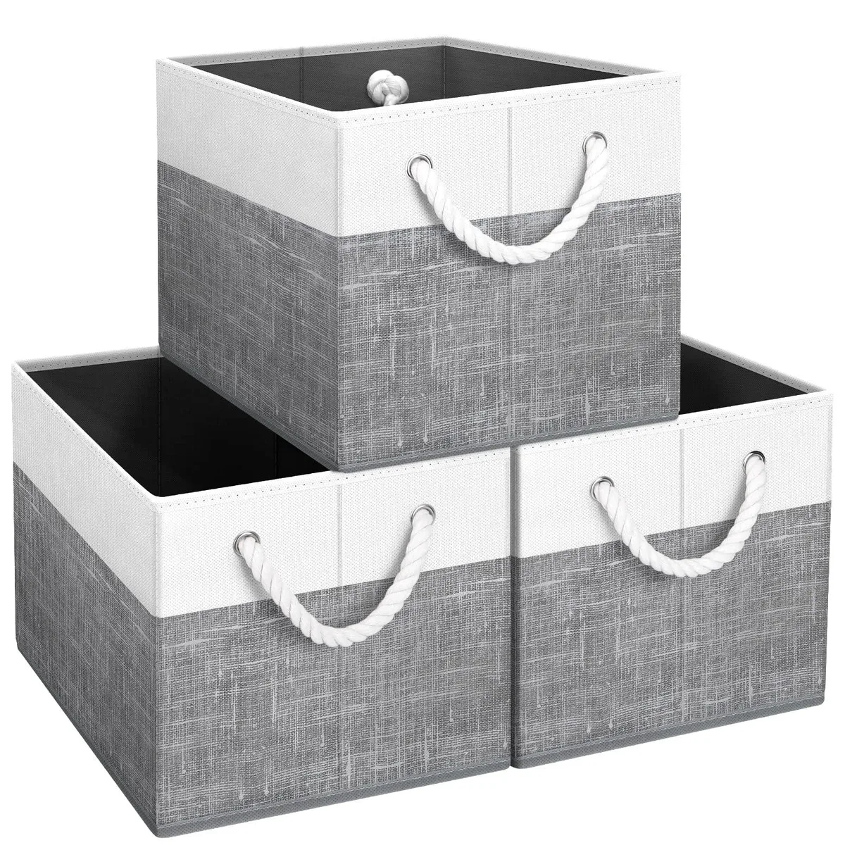 Fabtotes Toy Storage 3-Pack White Grey 15 x 10 x 9.5 — product photo
