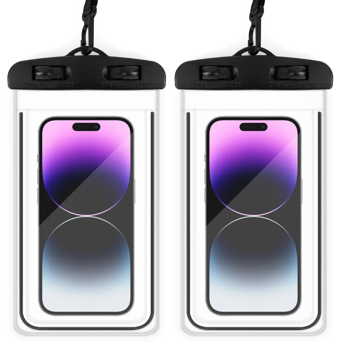  rugwioyu rugwioyu001 Waterproof Phone Pouch 2 Pack Black 4.2x8.2in 17in Lanyard — product photo