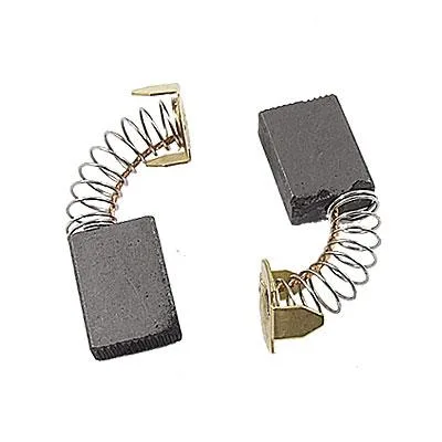 Twenty small rectangular carbon blocks with metal springs and wires in a pile