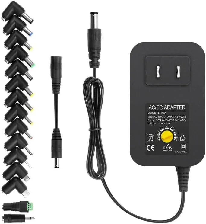 BASEUS BASEUS 30W Universal AC/DC Adapter 3-12V 2A 15 Tips Polarity Converter — product photo