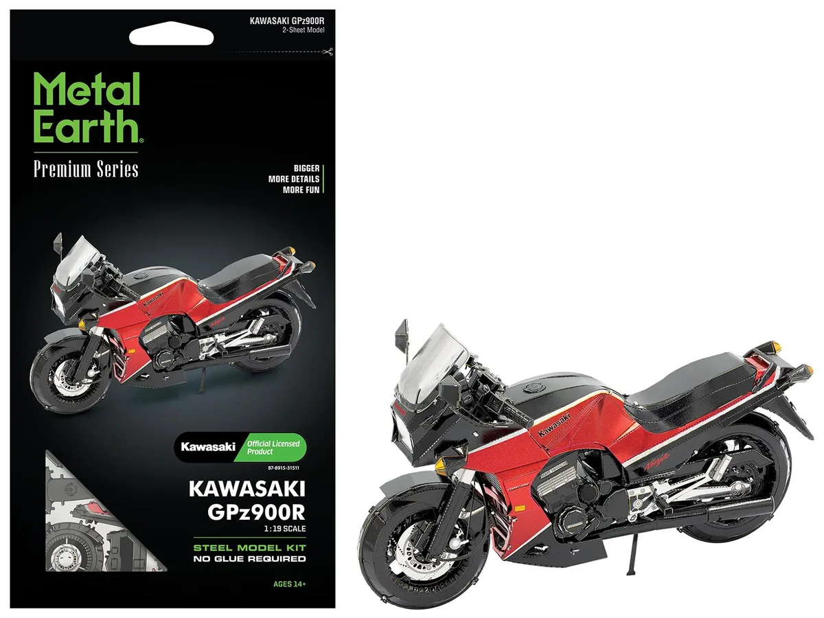 Metal Earth Metal Earth Kawasaki GPz900R Motorcycle Red Black Challenging 97 Parts — product photo