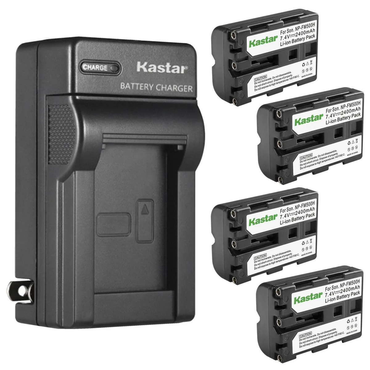 Kastar Kastar NP-FM500H 4-pack battery and AC wall charger — product photo