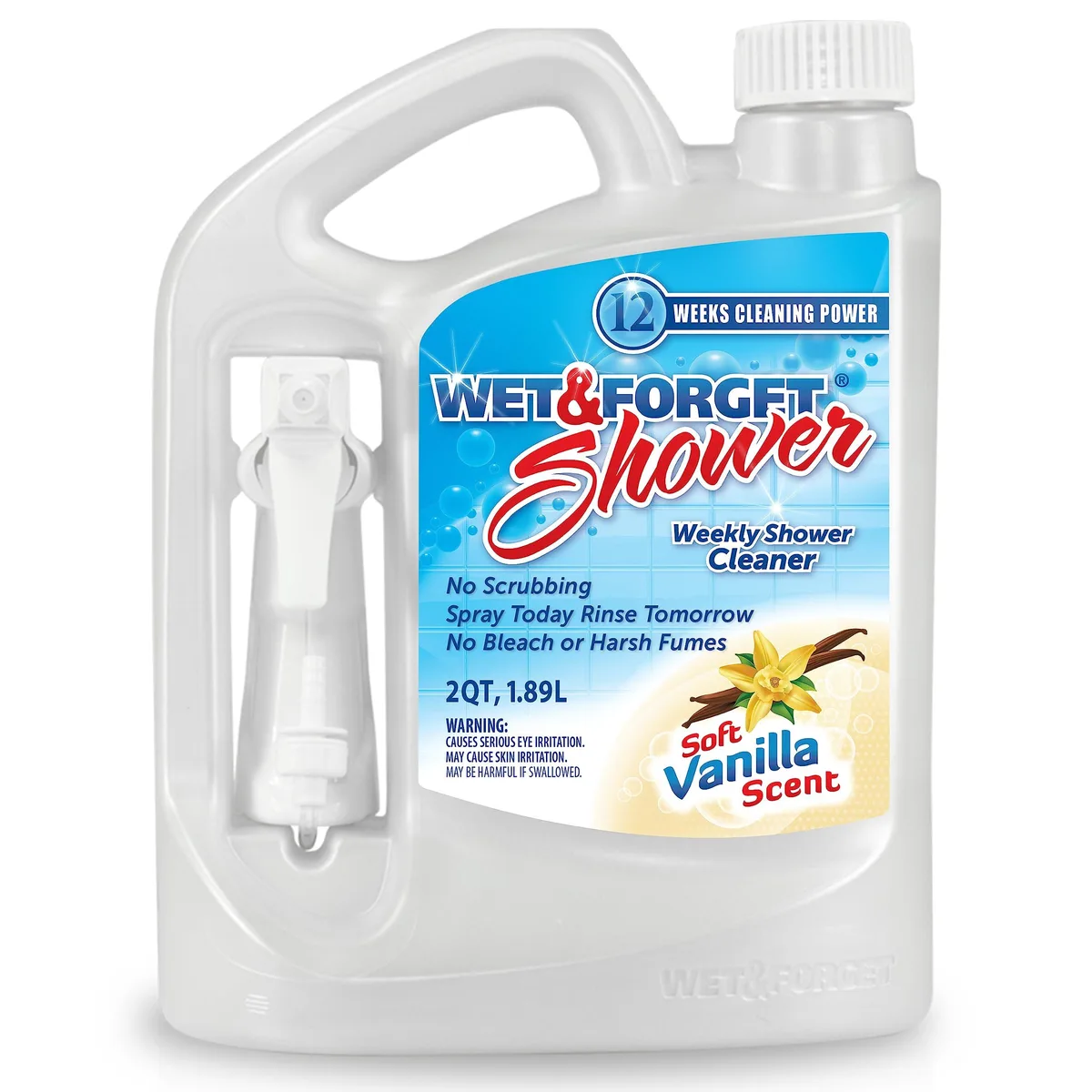 White 64 oz spray bottle with attached trigger sprayer