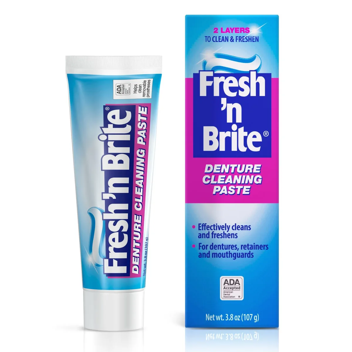 Blue-white dual-layer denture paste tube 3.8 oz
