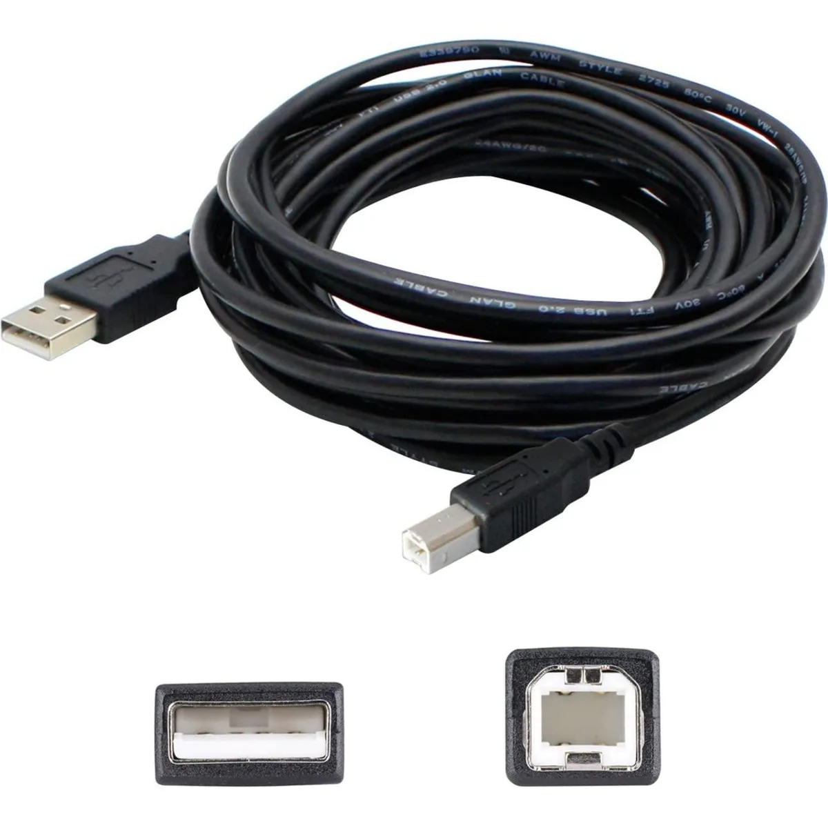AddOn AddOn USB 2.0 A Male to B Male 12ft Black Cable — product photo