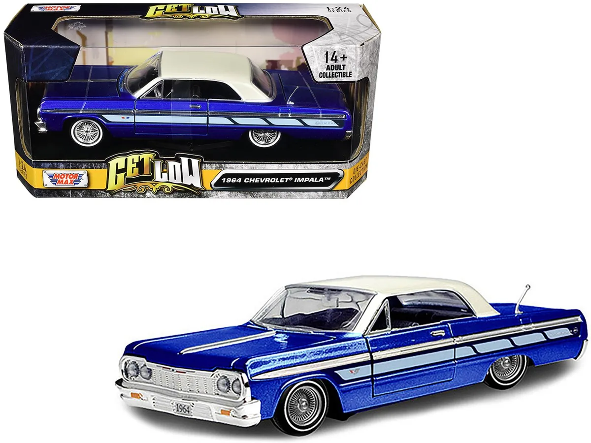 MOTORMAX MOTORMAX 1964 Chevrolet Impala Lowrider 1/24 Candy Blue Metallic Cream Top — product photo