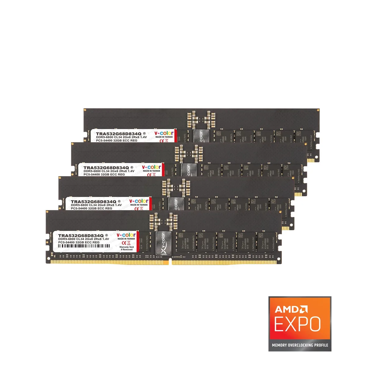 V-color V-color OC R-DIMM DDR5 128GB (4x32GB) 6800MHz CL34 2Rx8 1.4V ECC Registered TRX50 Workstation AMD EXPO — product photo