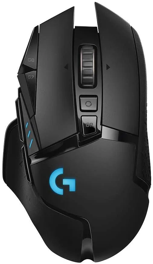 Logitech Logitech G502 LIGHTSPEED gaming mouse, HERO 16K sensor, 11 buttons, tunable weights, Lightsync RGB, black — product photo
