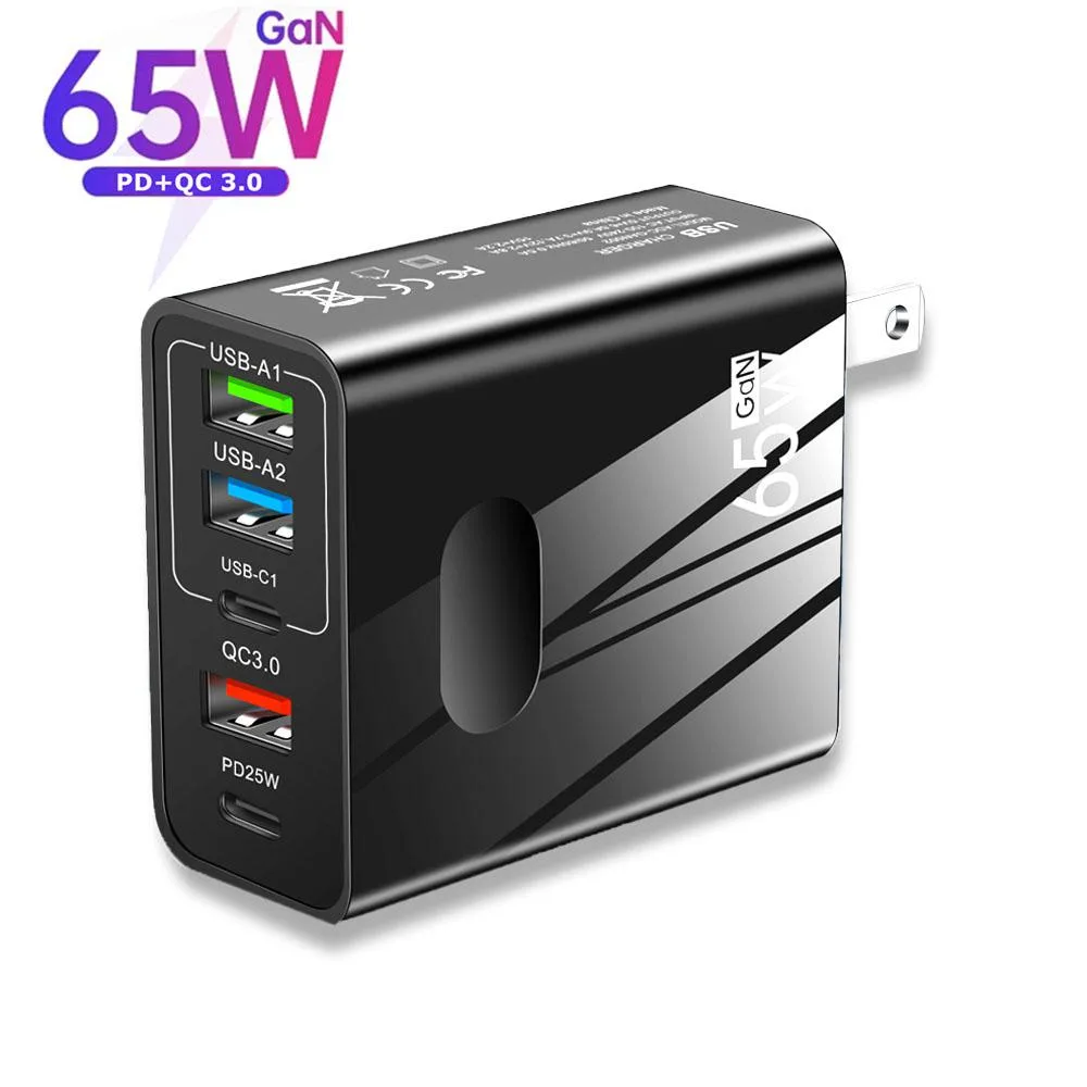 LUOM LUOM A502 5-Port 65W GaN Charger Black — product photo