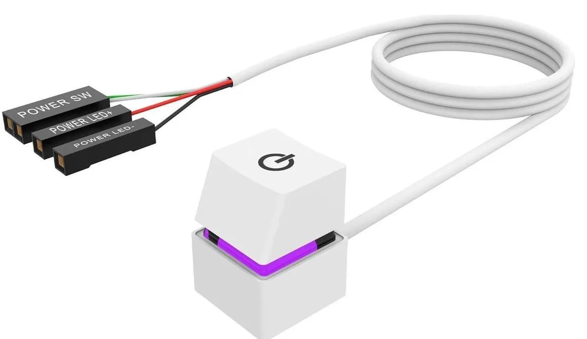 Aomoproing Aomoproing External PC Power Button Switch Cable 6.56ft White — product photo